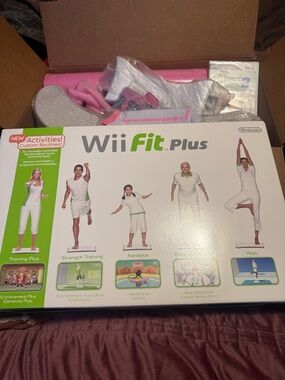 Nintendo Wii Fit Plus Balance Board Bundle - White & Pink Accents